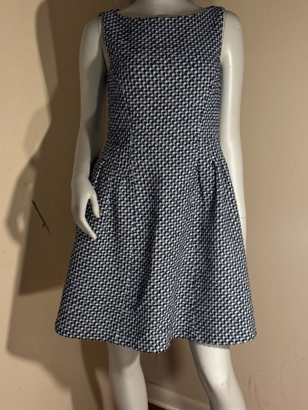 kate spade Navy and White Sleeveless Fit-and-Flare Midi Dress